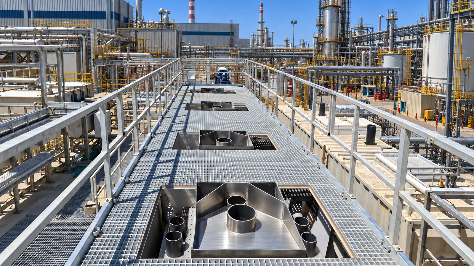 Instalación industrial del sistema DAF circular en plataforma de operación