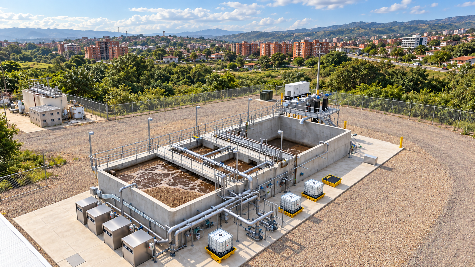 MBR BOX, biorreactor MBR con soporte MBBR integrado en concreto